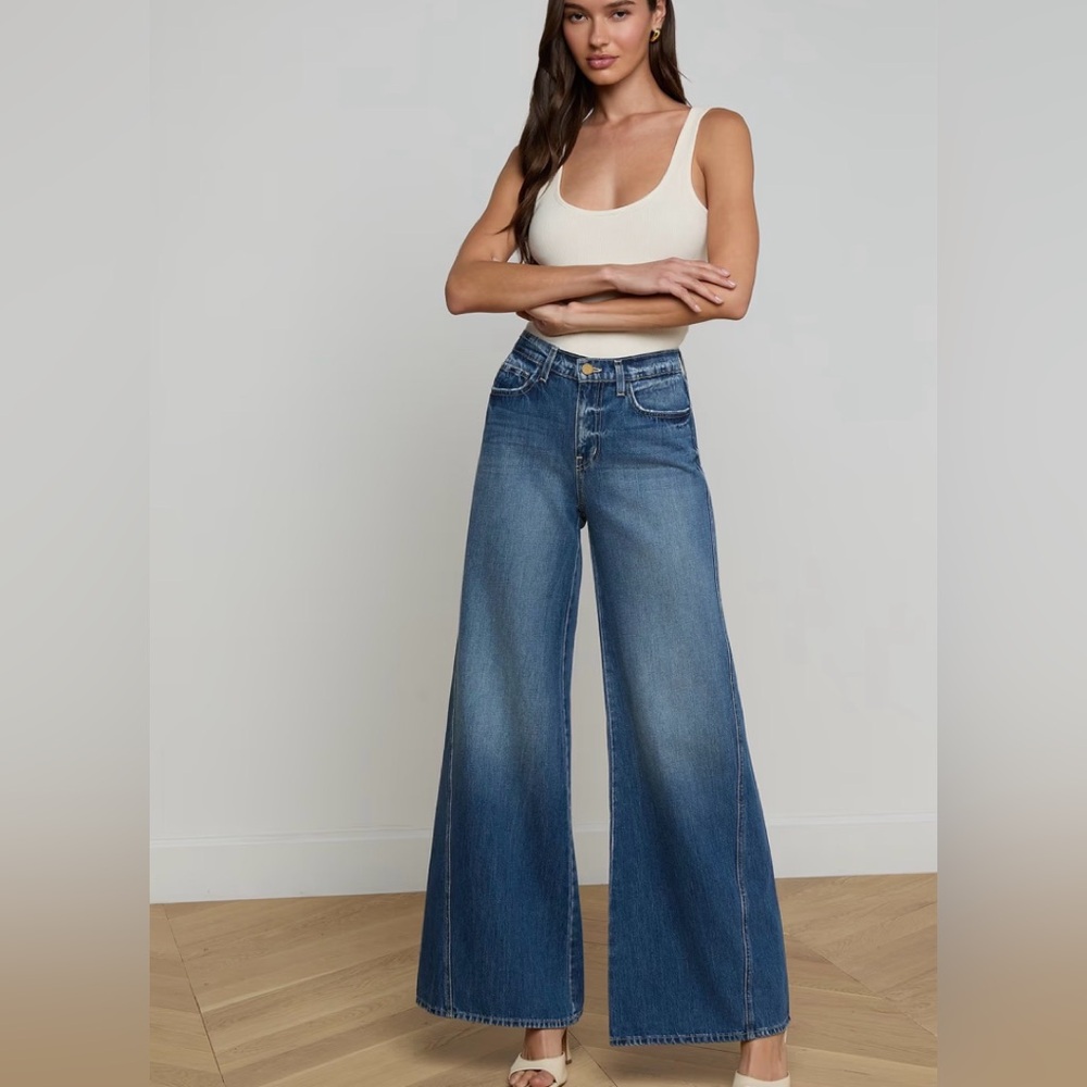 NWOT L'agence beau wide-leg jeans in Ortega sz 29 $335 100% cotton
